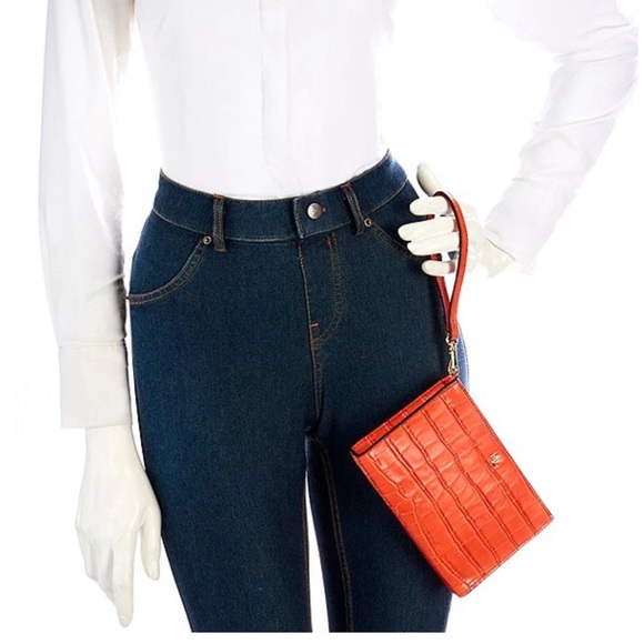 NWT Lauren Ralph Lauren Embossed Leather Small Pouch - Picture 4 of 9